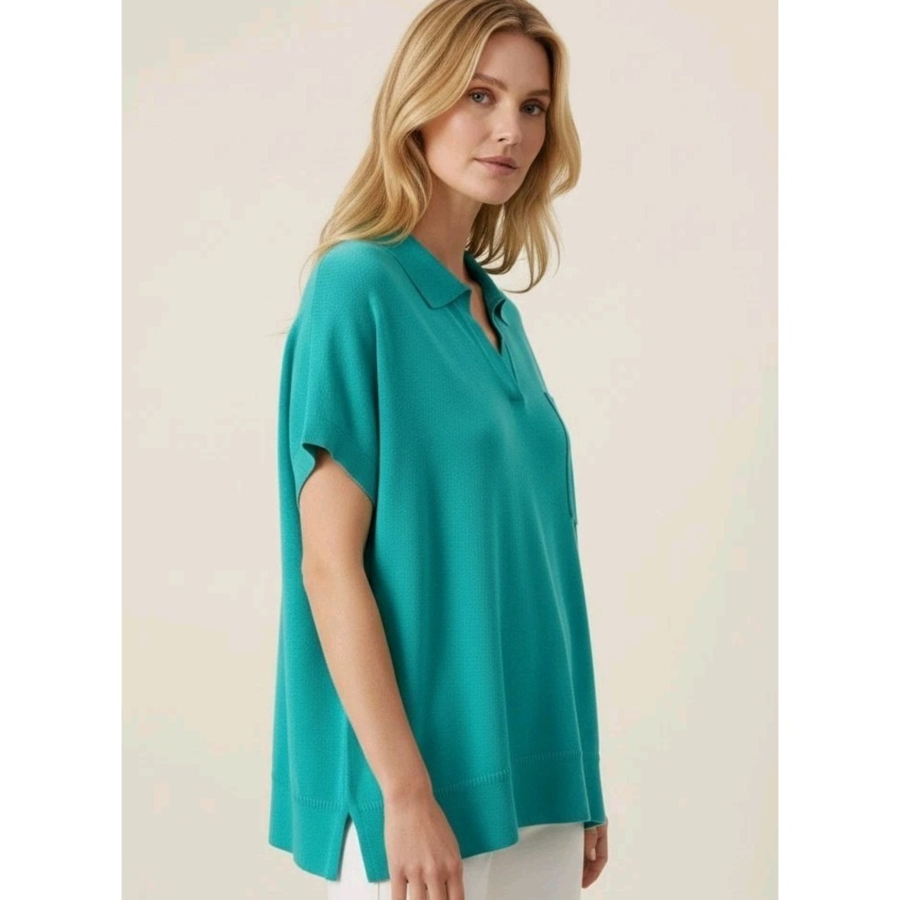 Banana Republic Cotton Linen‎ Blend Johnny Collar Knot  Green Oversized XL/XXL - Picture 2 of 9